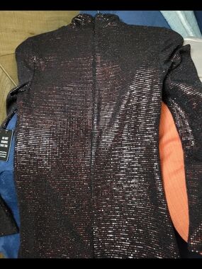 Express NWT Red/Black Shimmer Mock Neck Long Sleeve Dress
